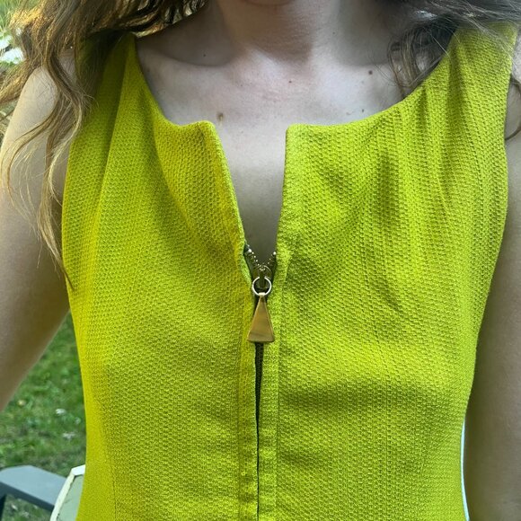 Vintage chartreuse Anne Klein mod mini dress - Picture 5 of 11